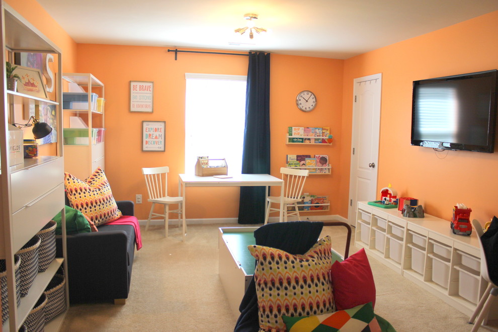Example of an eclectic kids' room design in Charlotte