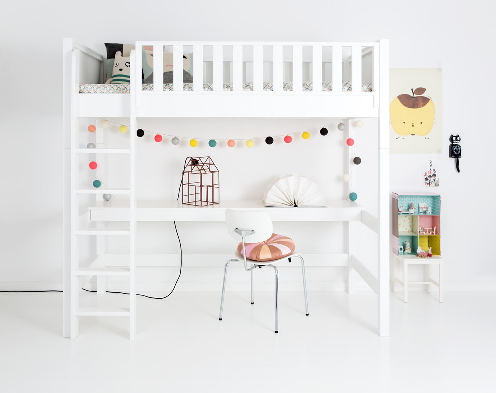Idéer för att renovera ett minimalistiskt könsneutralt barnrum kombinerat med sovrum och för 4-10-åringar