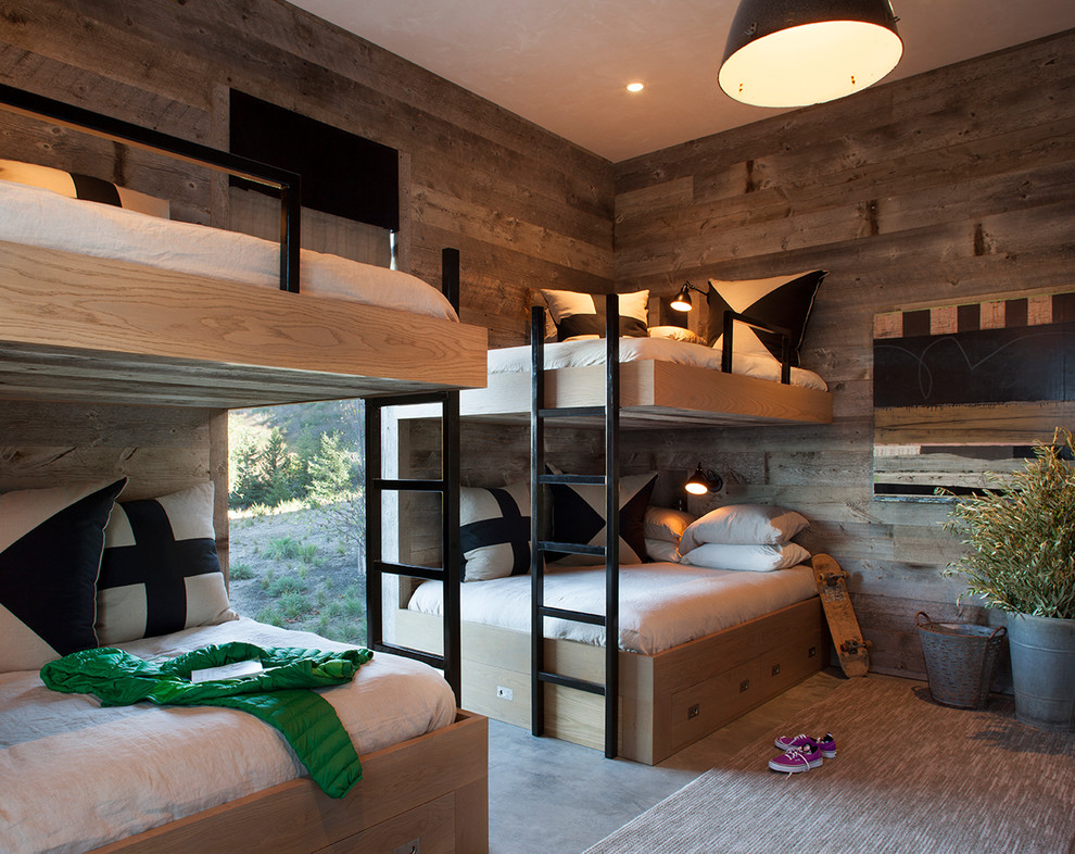 Réalisation d'une chambre d'enfant design avec un lit superposé.