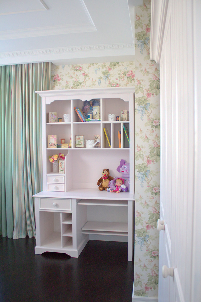 Large contemporary children’s room for girls in Other with multi-coloured walls.