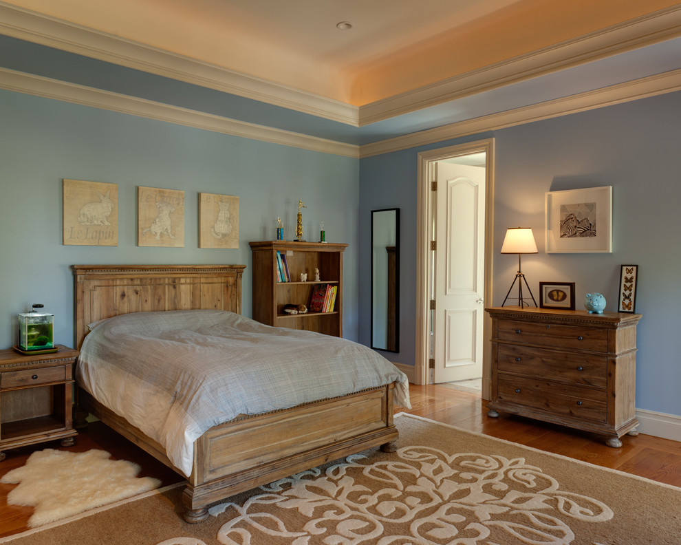 Diseño de dormitorio infantil clásico con paredes azules