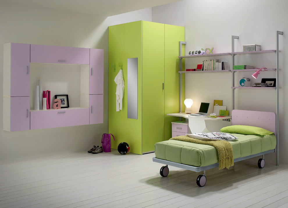 Свежая идея для дизайна: детская в стиле модернизм с спальным местом для подростка - отличное фото интерьера