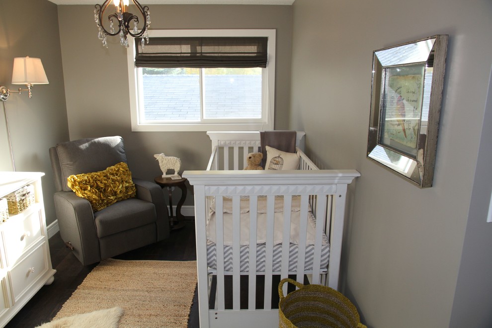 Example of a transitional nursery design in Calgary
