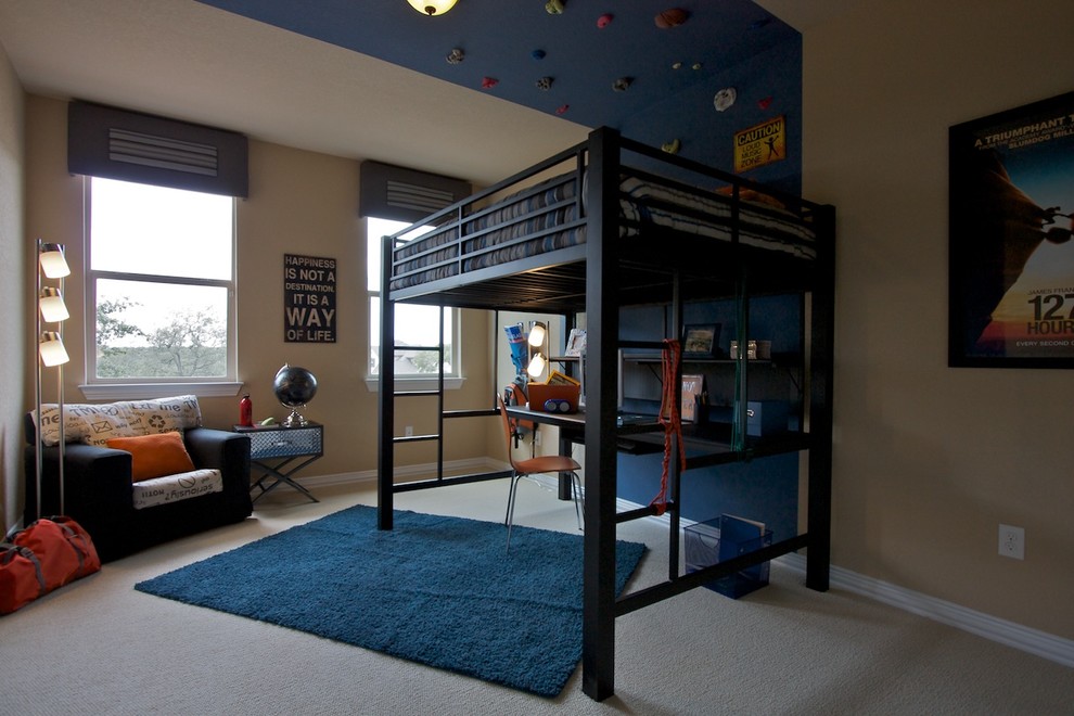 オースティンにあるエクレクティックスタイルのおしゃれな子供部屋 (ロフトベッド) の写真