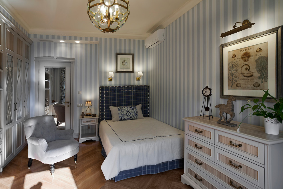 Kids' bedroom - traditional boy medium tone wood floor kids' bedroom idea in Moscow with multicolored walls