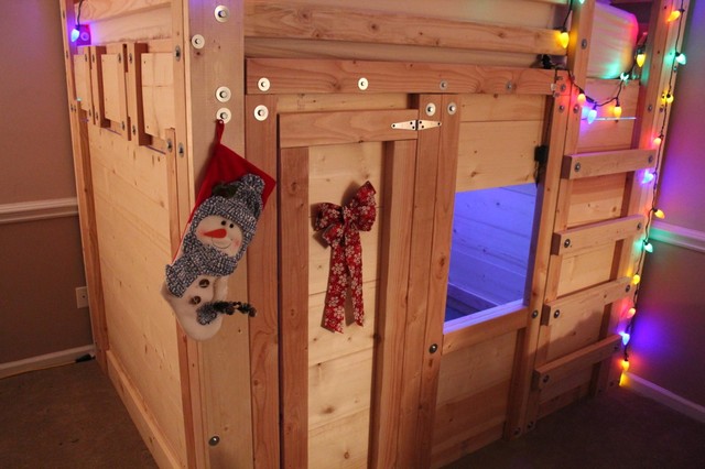 The Bed Fort Built From Queen Loft Bed Plans Traditional
