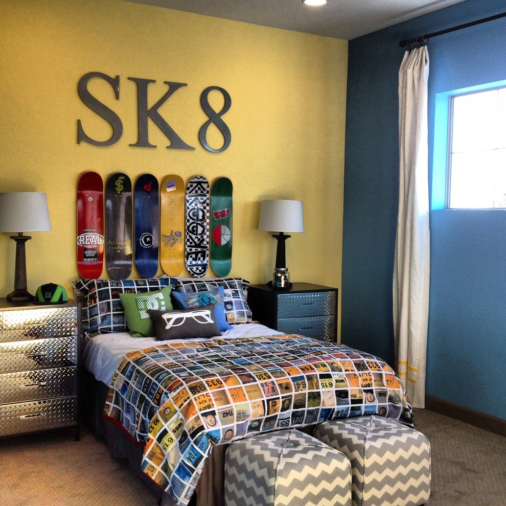 Design ideas for an industrial kids' bedroom in Las Vegas.