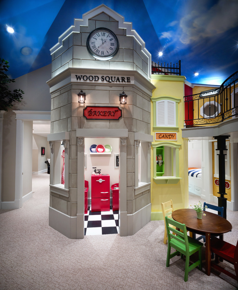 Inspiration for a large transitional gender-neutral carpeted and beige floor kids' room remodel in Salt Lake City with beige walls