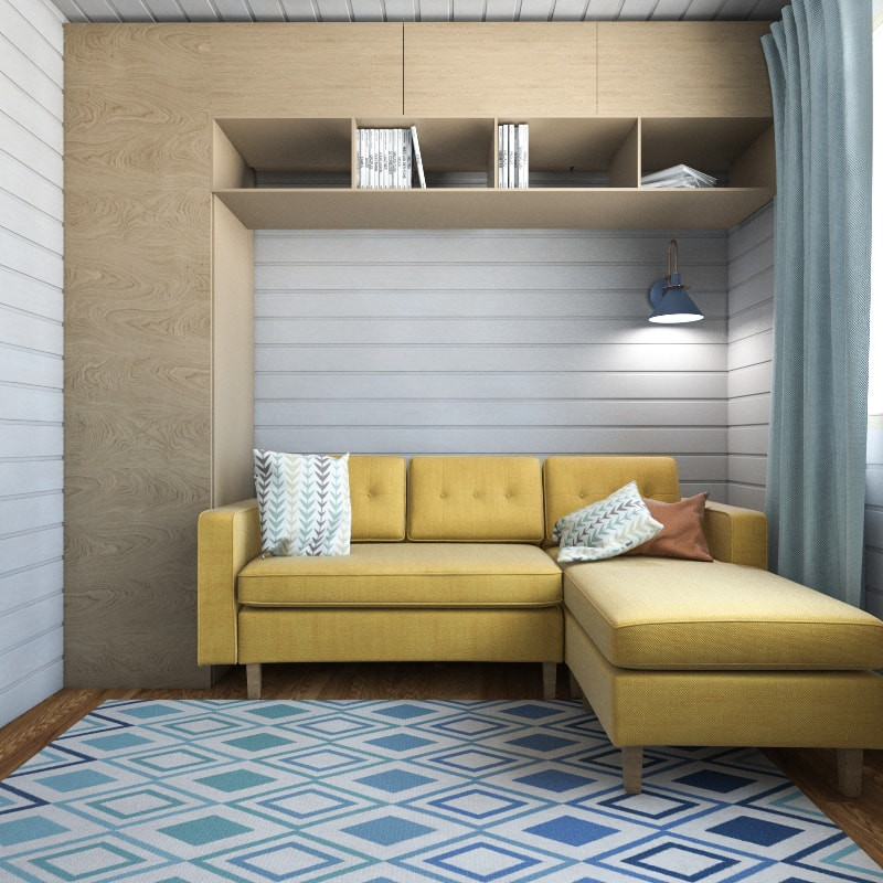 Idéer för att renovera ett stort nordiskt barnrum kombinerat med sovrum, med grå väggar, mellanmörkt trägolv och brunt golv