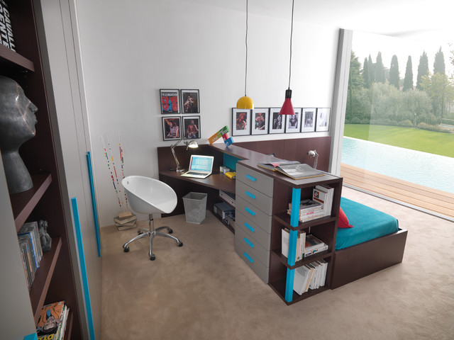 Schreibtisch und Bett als Raumteiler für das Jugendzimmer - Modern -  Kinderzimmer - Düsseldorf - von MOBIMIO | Houzz