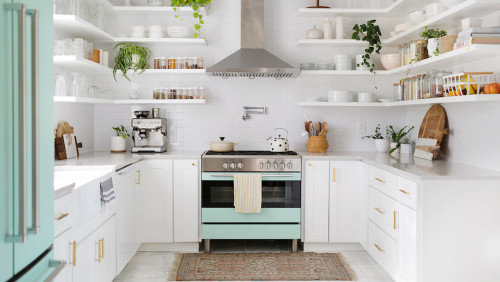 Bright modern Canadian kitchen with white RTA cabinets showing easy assembly and DIY-friendly design