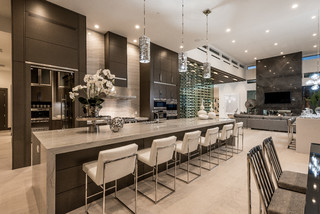 Modern Kitchen with White Granite Counter Top and Cutting Board · Creative  Fabrica