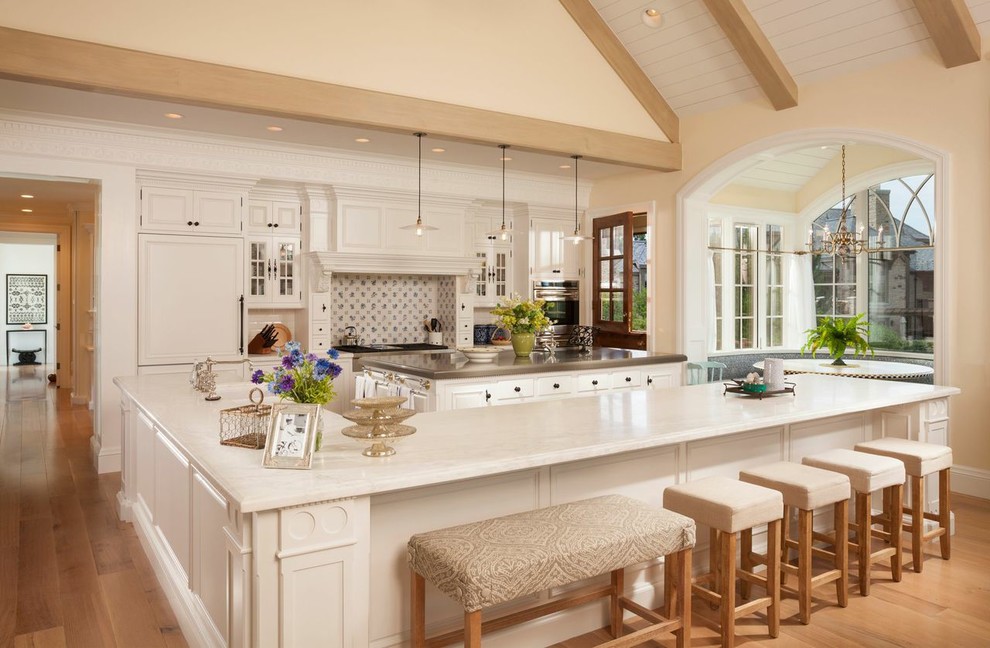 Design ideas for an expansive classic kitchen in Salt Lake City with multiple islands.