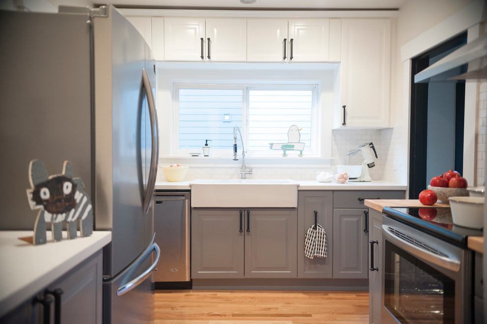 Example of a small arts and crafts kitchen design in Portland