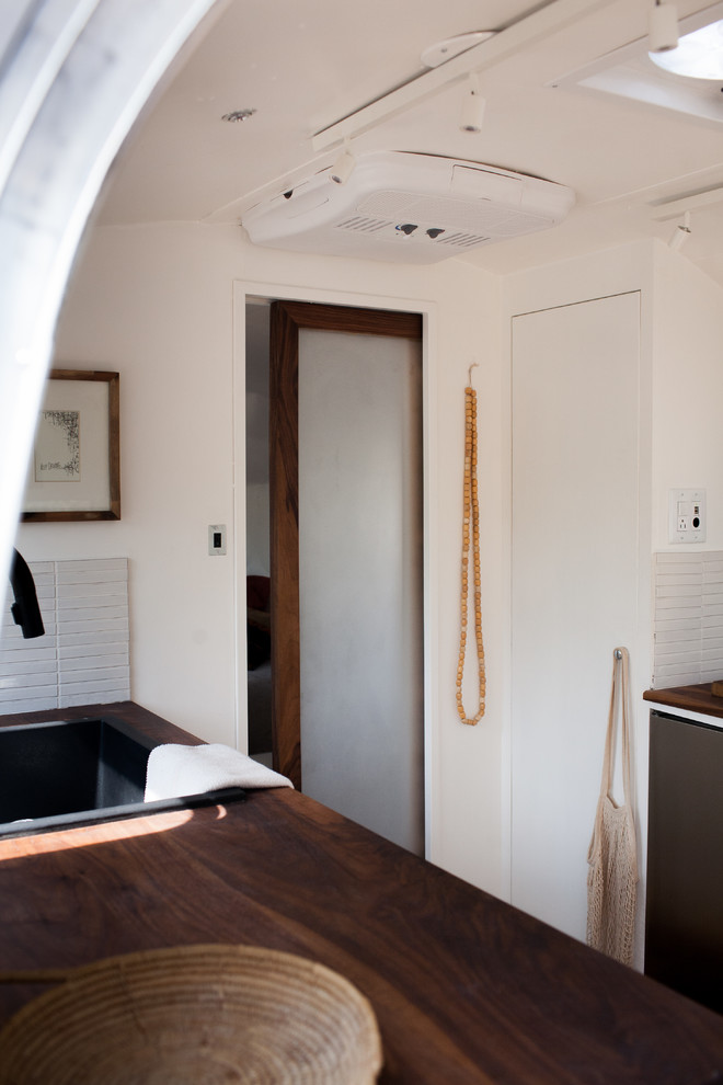 1x6 Tile Backsplash In Vintage Airstream Modern Kitchen San Francisco By Fireclay Tile Houzz