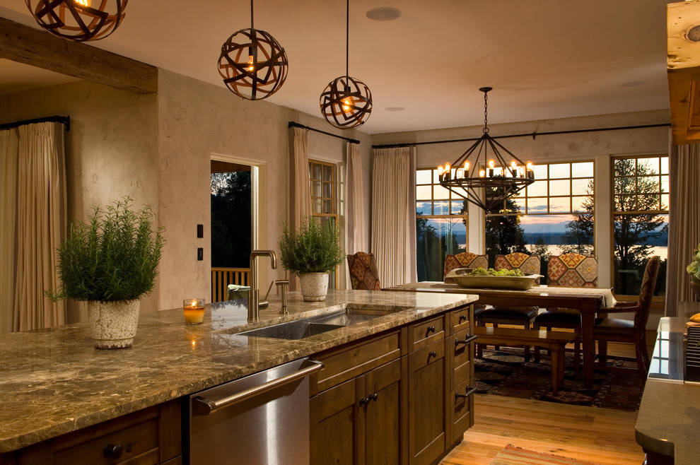 Kitchen - rustic kitchen idea in New York with stainless steel appliances