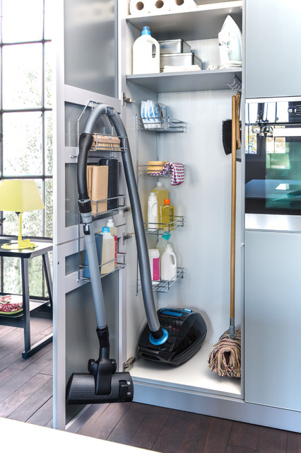 Cleaning Supplies' Storage Solution  Cleaning supply storage, Cleaning  cupboard, Broom storage