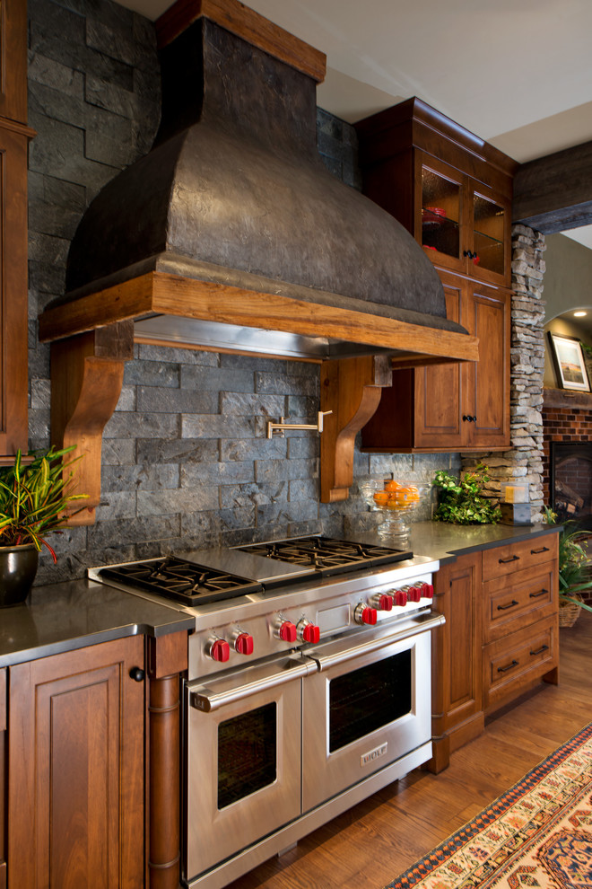 Inspiration for a rustic kitchen in New York.