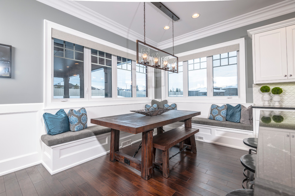 Inspiration for a large transitional dark wood floor kitchen/dining room combo remodel in Edmonton