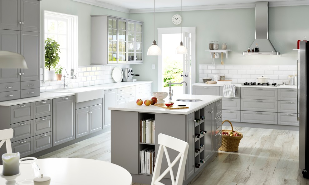 Traditional grey and cream kitchen in Other.