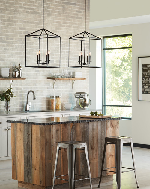 Farmhouse Elegance: Open Kitchen Storage Ideas with Black and Wood Accents