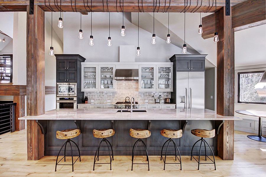Mountain style kitchen photo in Denver