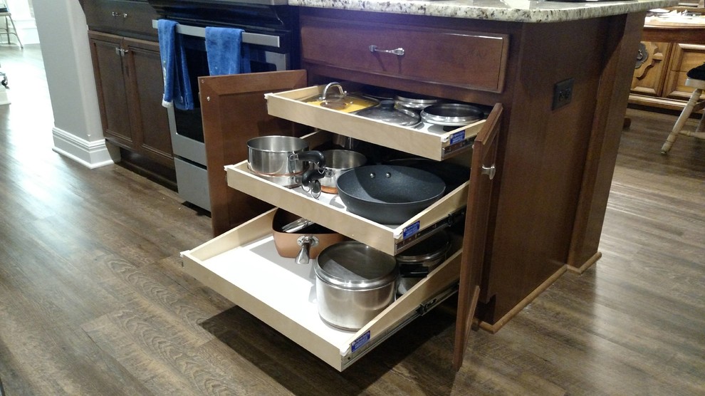 3 slide out shelves installed in kitchen Contemporary