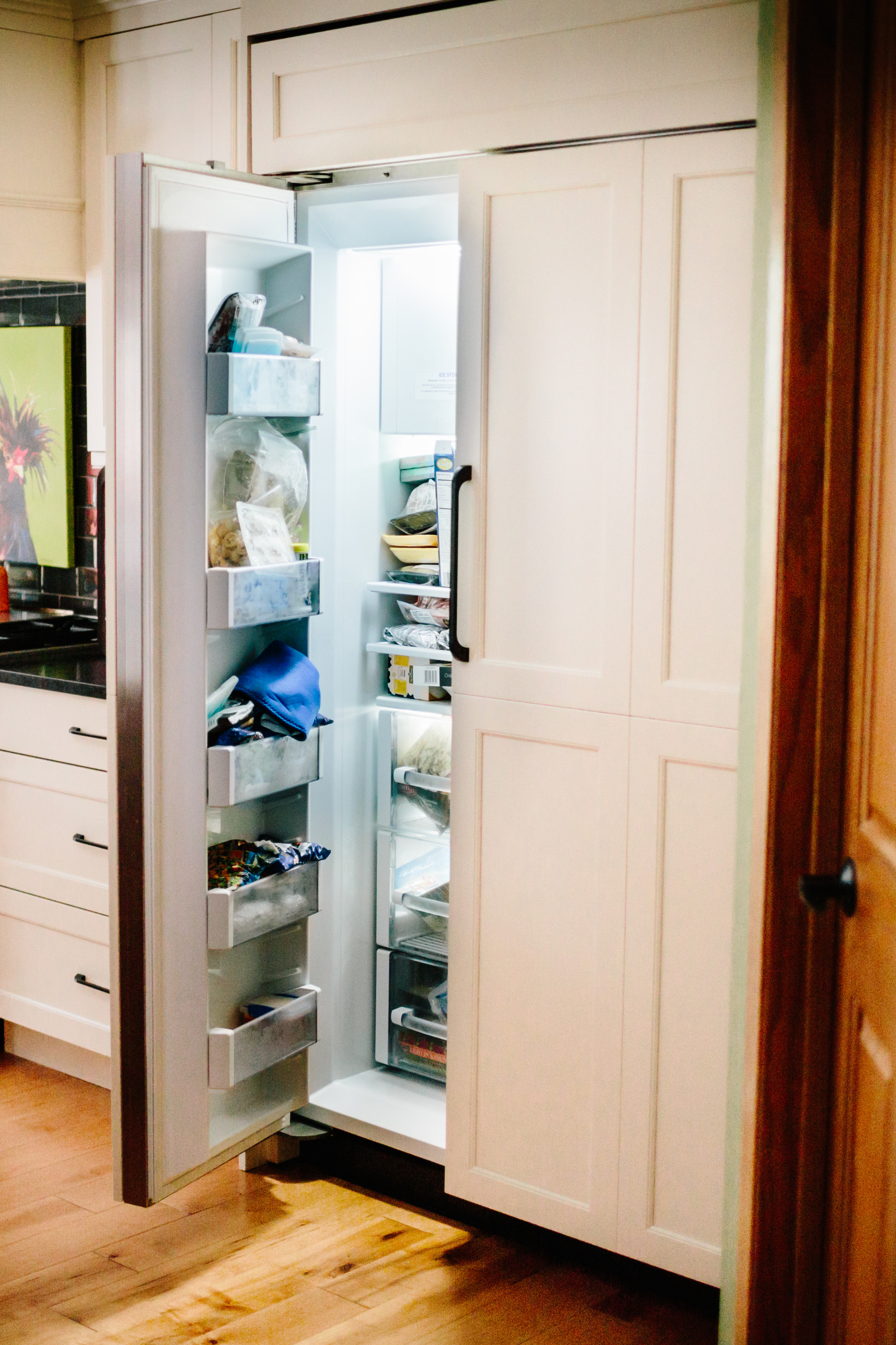 sub zero wood paneled fridge