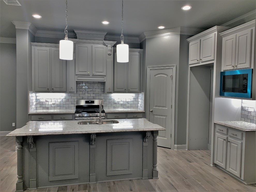 Shreveport La Contemporary Kitchen, New Castle Grey Kitchen Cabinets