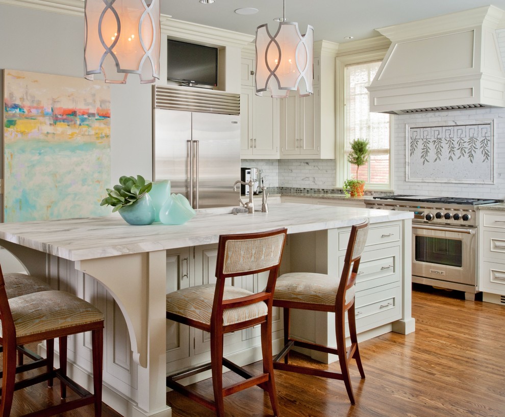 Traditional kitchen in Charlotte with stainless steel appliances.