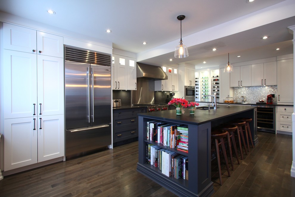 Inspiration for a traditional kitchen in Toronto with soapstone worktops and stainless steel appliances.