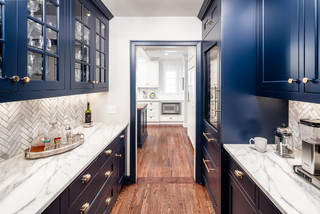 75 Kitchen with Blue Cabinets and Black Appliances Ideas You'll Love -  January, 2024