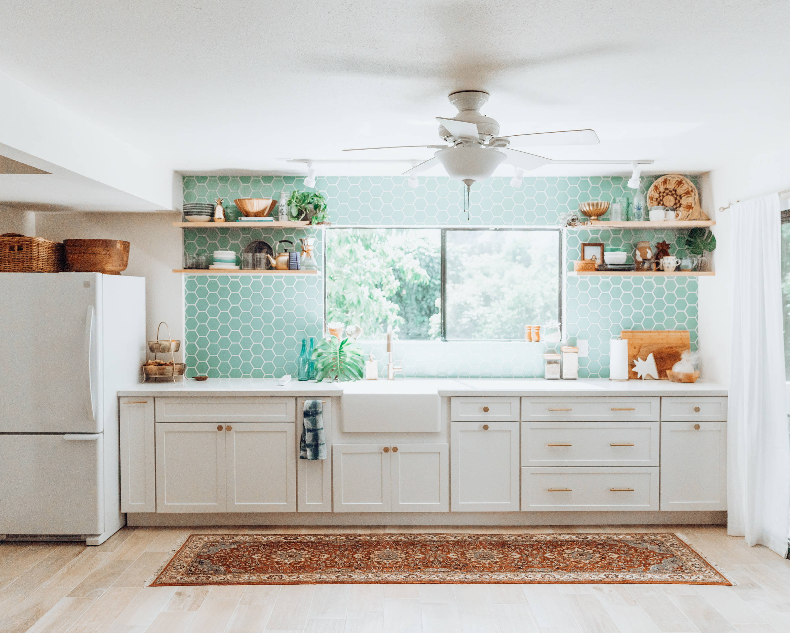 Gorgeous Kitchen with Aqua Backsplash - OMG Lifestyle Blog