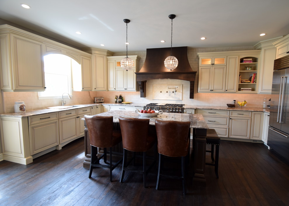 Alma Cognac Kitchen With Custom Hood - Traditional - Kitchen ...
