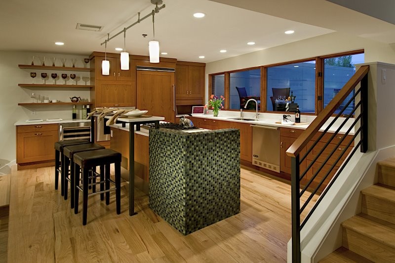 Example of a minimalist kitchen design in Denver