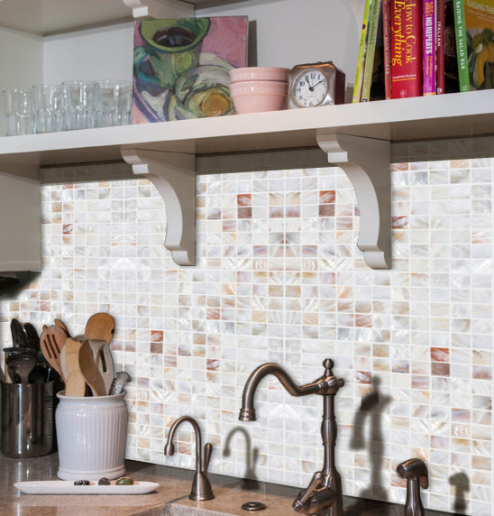 Amazing backsplash with Mother of pearl tile PEM0034 Traditional Kitchen San Diego by