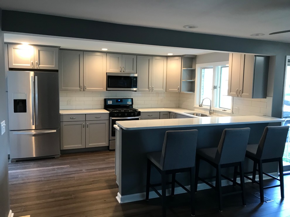 Amherst Gray Shaker Kitchen Before And After Transitional Kitchen New York By New York Kitchen Bath Houzz