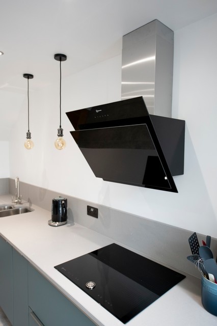Angled extractor hood - Modern - Kitchen - Kent - by Roots Kitchens  Bedrooms Bathrooms | Houzz