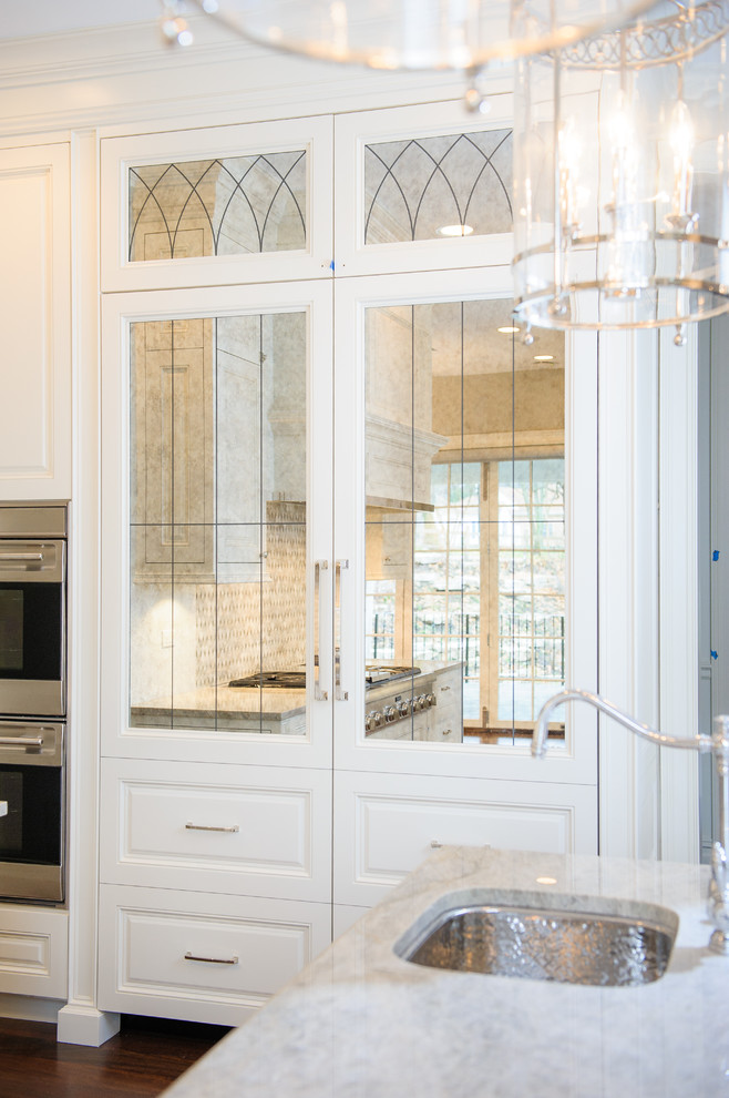 Antique Mirrored Refrigerator Doors Kitchen Chicago by Schwarz