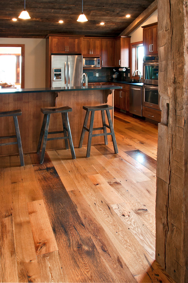 Antique Resawn Oak Hardwood Flooring - Rustic - Kitchen - Cleveland ...