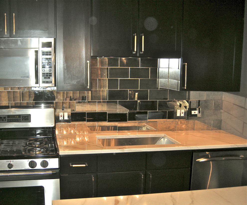 Antiqued Mirror Kitchen Custom Backsplashes Kitchen Chicago by