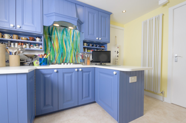 Antrim Painted in Farrow and Ball Pitch Blue - Eclectic - Kitchen