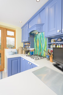 Antrim Painted in Farrow and Ball Pitch Blue - Eclectic - Kitchen -  Manchester - by Sussex Kitchen and Bedrooms