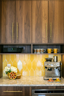 Yellow Modern Gourmet Kitchen - Luxe Interiors + Design