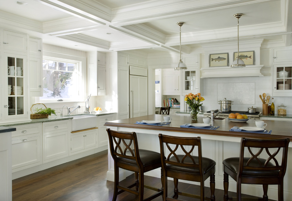 Kitchen - traditional kitchen idea in Boston with a farmhouse sink