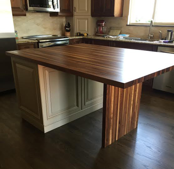 Rustic Walnut Butcher Block Countertop and Leg by Armani Fine Woodworking