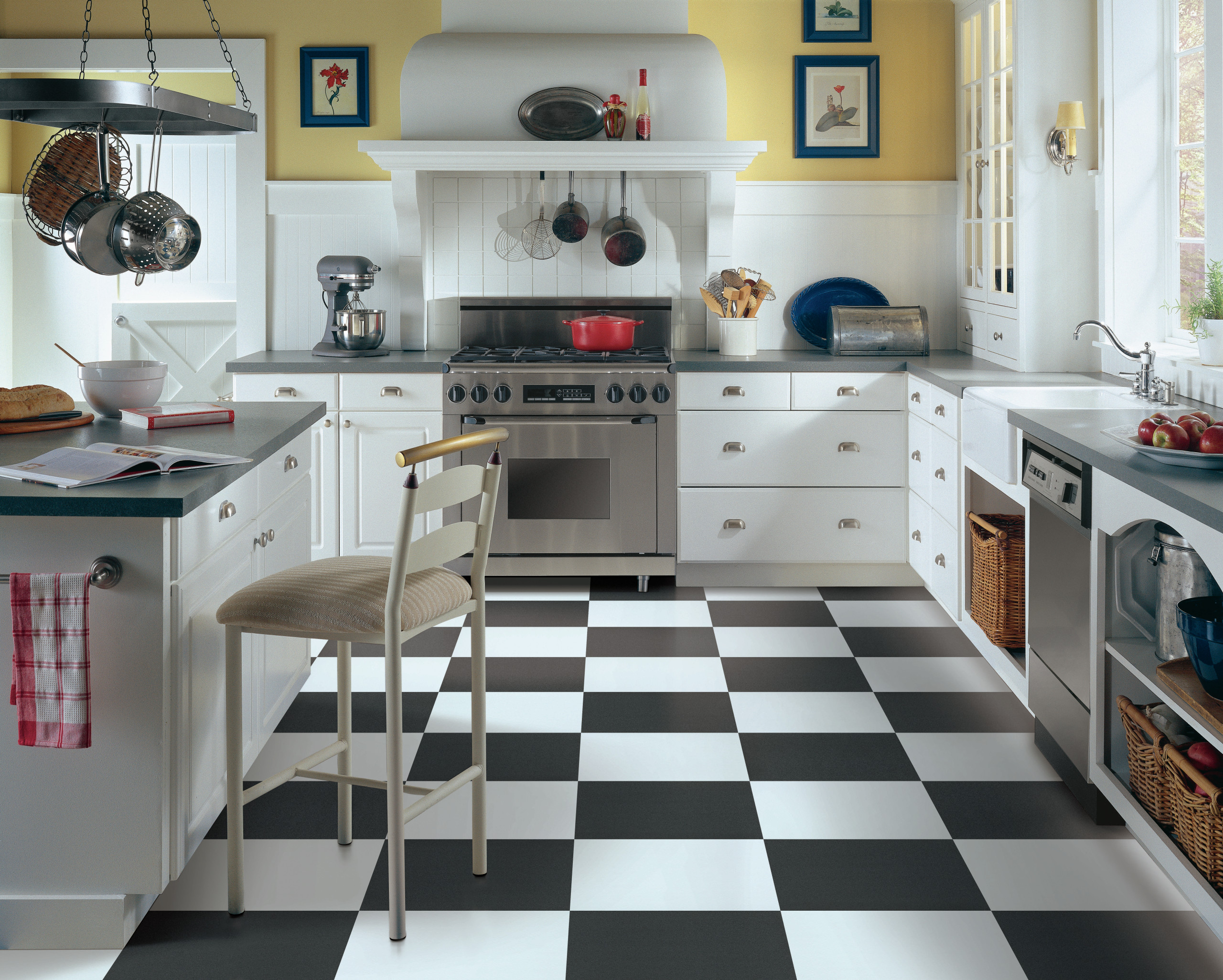Black And White Checkered Kitchen Floors Design Ideas