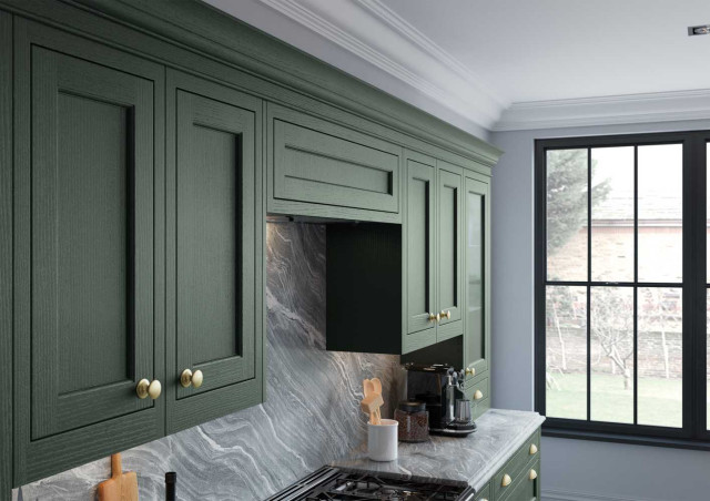 Ash In-frame Shaker style Kitchen Wall Unit Painted Forest Green -  Traditional - Kitchen - Cheshire - by Oliver Green Kitchens Ltd | Houzz UK