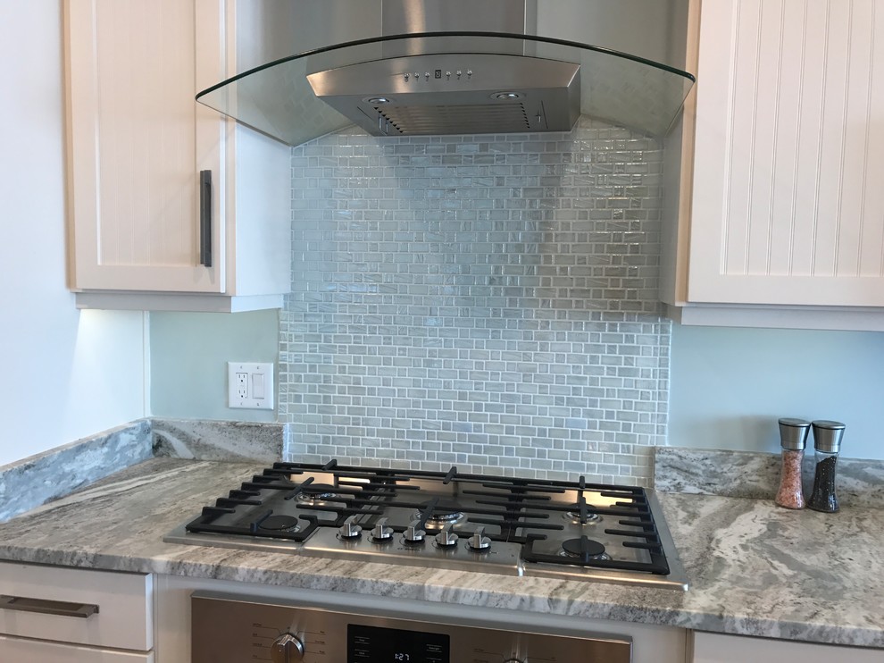 Atmospheric Iridescent White Recycled Glass Tile Kitchen Backsplash Modern Kitchen New York By Susan Jablon Houzz