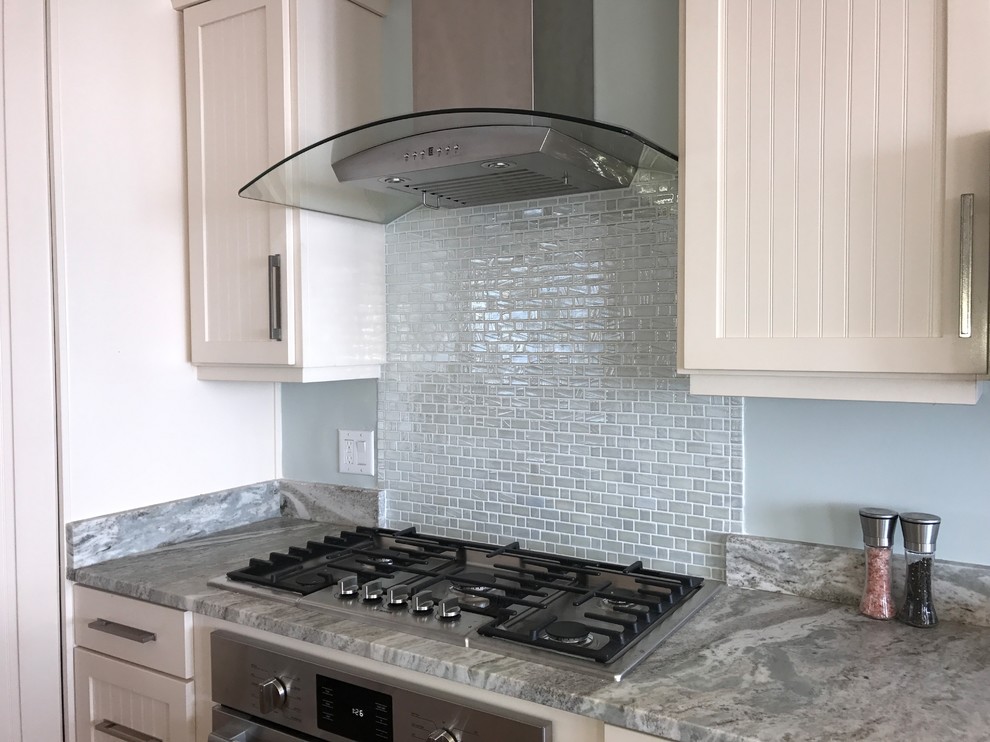 Atmospheric Iridescent White Recycled Glass Tile Kitchen Backsplash ...